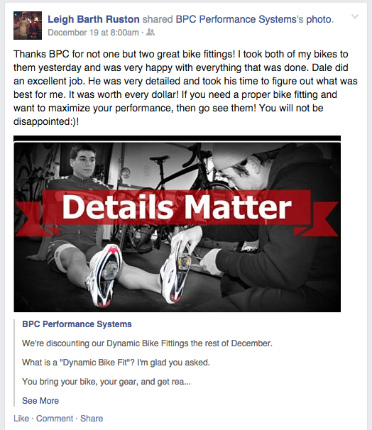 Bike Fit testimonial